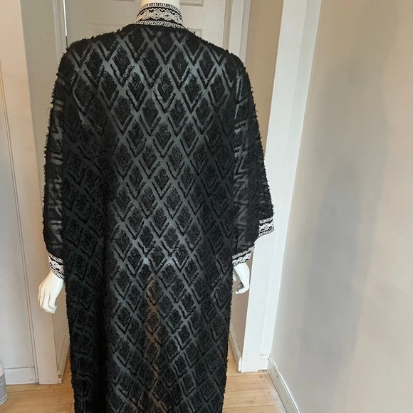 By ESQ One Size Sheer Black Kimono Coat Throw Robe Beach Bohemian - Picture 4 of 11